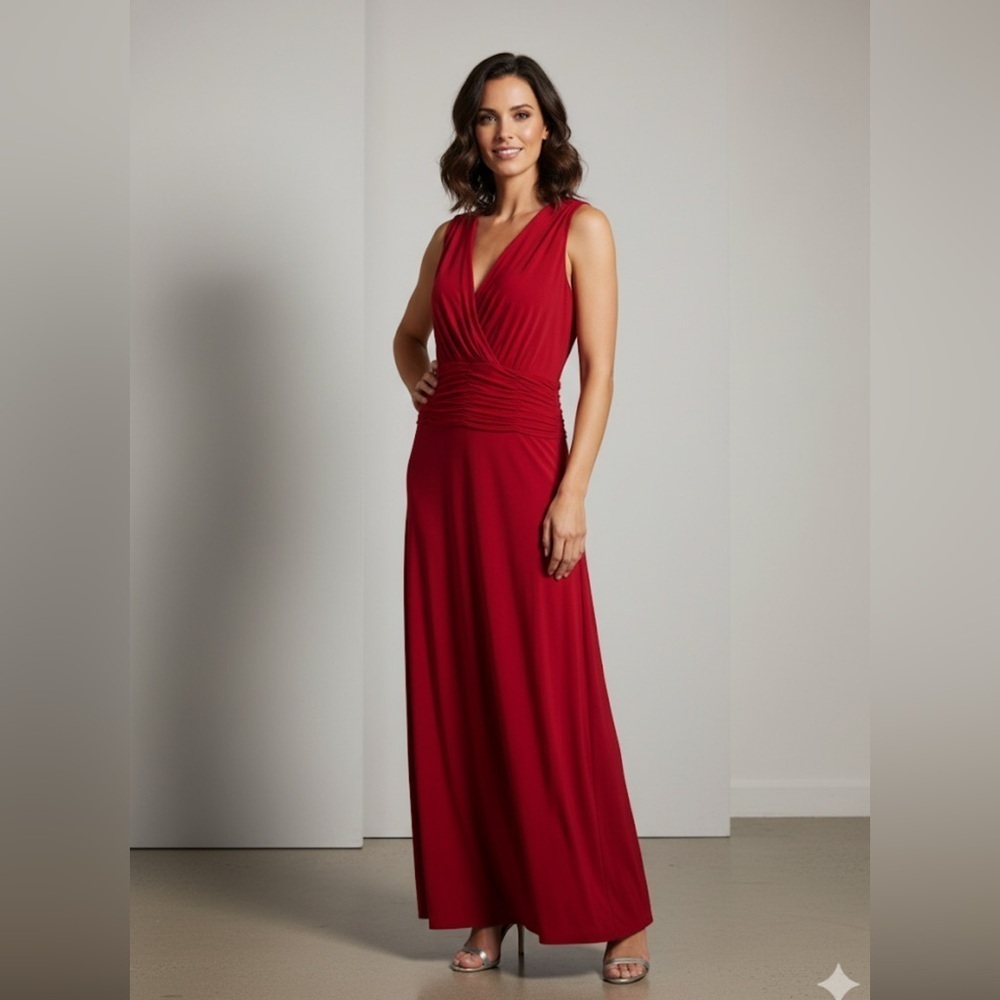 Evan Picone Deep Red Maxi Dress